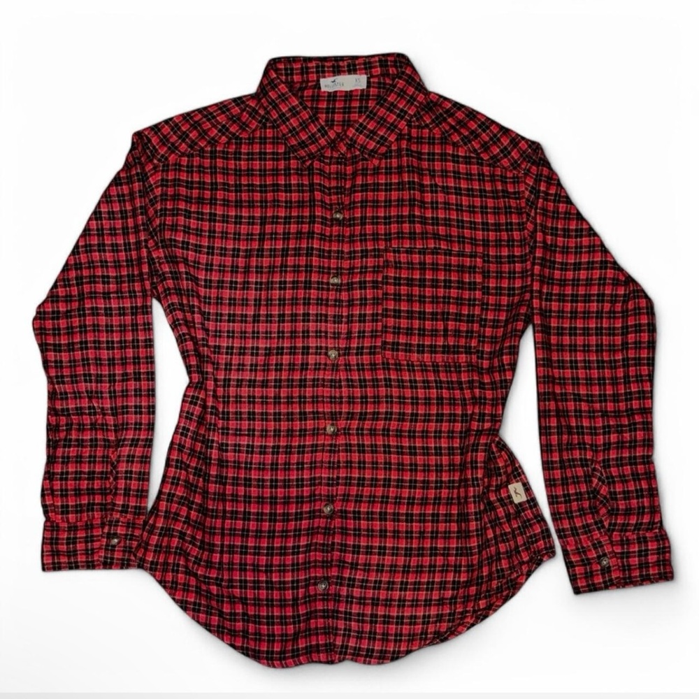 Hollister Red and Black Plaid Shirt